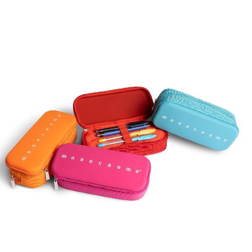 Astuccio 2 zip silicone e poliestere 21x5xc9cm colori assortiti Monocromo Pigna